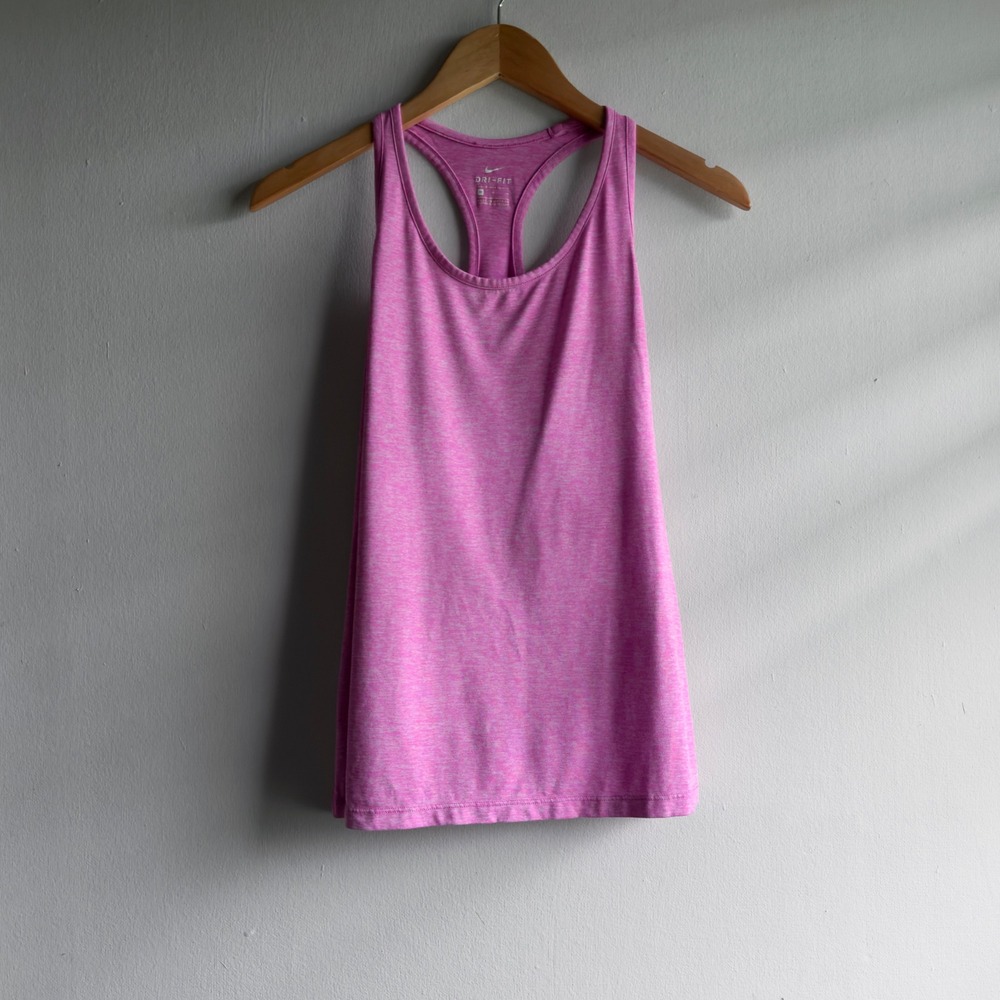 Nike Dri-FIT Racerback Mesh Panel Tank Top Womens Medium Pink Heather Athletic
